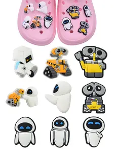 Cute Robot PVC Cartoon DIY Shoe Charms Set, Shoe Embellishment Set, Easy to Attach, DIY Decoration, Decorative Shoes Classic Sandals, Children Ai Fashion Christmas Gift, All Seasons