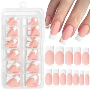 Colorblock Matte Fake Nail Tips (120pcs/box), Acrylic Nail Tips, Square Nails, Acrylic Nail Extensions, Nail Extension Set, Nail Art Kits for Women & Girls, DIY Nail Art Kit for Home Salon, Nail Art Design