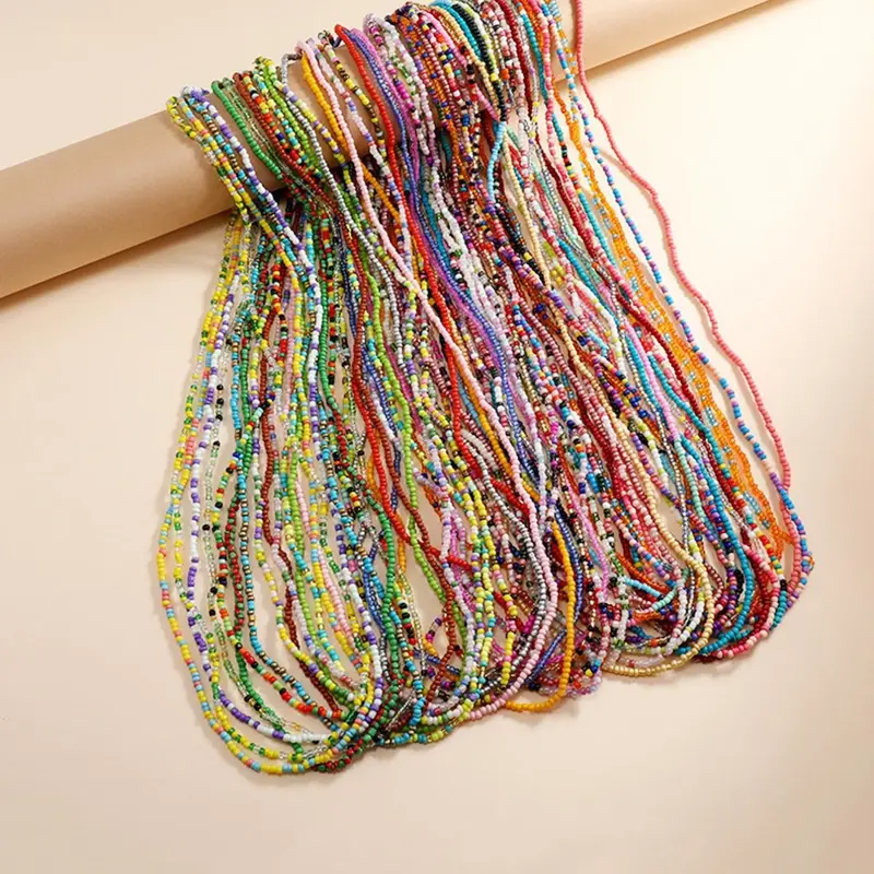 10pcs Random Color Beaded Colorful Waist Chain, Waist Bead Bundle, African Waist Jewelry, New Stylish Boho Style Decorative Body Jewelry for Women & Girls, Classic Fashion Accessories for Daily Wear, Body Jewellery, African Waistbeads