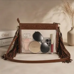 Boho Fringe Clear Crossbody Bag, Stadium Approved Purse for Concerts