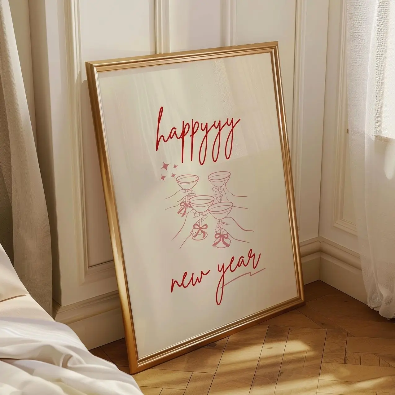 Happy New Year Digital Poster,New Years Eve Festive Wall Art,New Year's Eve Poster,Festive Season Decor,Fireworks Cheers Countdown Wall Art X