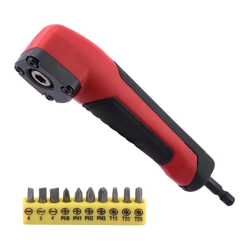 GJANSH Right Angle Attachment Electric Screwdriver Repair 90 Degree Corner Device, ABS Handle Screwdriver Socket Adapter Drill Bit Corner Adapter for 18v Impact Driver and Drill Bit, (Size:13.5x3.5x2cm)