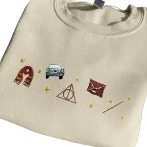 Gryffindor Embroidered Sweatshirt, Wizard Harry Potter Sweatshirt, Bookish Crewneck, Embroidered Sweatshirt Menswear Hoodie