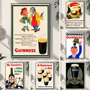 Famous Beer G-Guinness Painting Calligraphy Waterproof Scratch-Resistant Canvas Wall Art – Premium Oil Painting Style HD Print | Modern Aesthetic Home Decor for Living Room, Bedroom, Kitchen & Café | Perfect Holiday, Housewarming & Party Gift