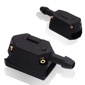 1 Pack 2 Front Windshield Washer Nozzles  Spray Wiper Jet Arm Type Nozzle Adjusts 4-way Water Universal Car (black)