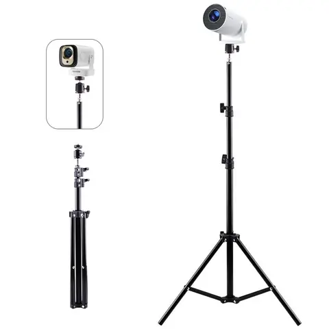 Telescopic Stand with 1/4" Screw Hole - Adjustable Mount Bracket for Magcubic HY300 Pro Projector, DSLR Cameras, Business Presentations, 120cm Portable Retractable Floor Tripod, Shake-Reduced Hold, Solid Build