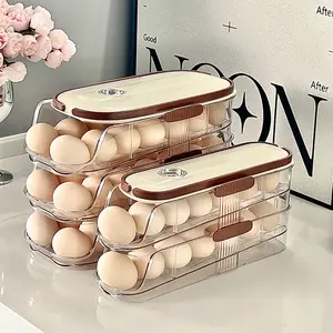 Auto Rolling Fridge Egg Organizer, Space Saving Eggs Dispenser for Refrigerator Storager, Home Egg Holder, 1 pack