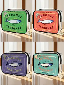 New Cute Sardines Can Shaped PVC Toiletry Bag - PVC Waterproof Toiletry Bag, Creative Beach Bag, Colorful Fish Can Design Makeup Bag, Cosmetic Pouch, Lightweight and Foldable, Suitable for Travel, Business, Fitness, Camping and Outdoor Use, Makeup Pouch