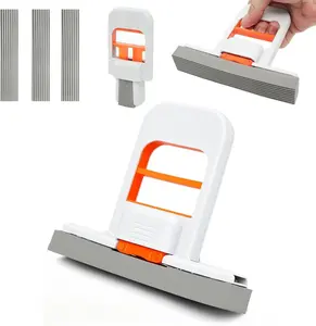 [ NEW DEAL ] Self Squeezing Mini Mop Orange Small Sponge Mop Wet & Dry Use Foldable Desktop Mop with Deep Cleaning Groove Design & Replaceable Heads for Effortless Stain Removal