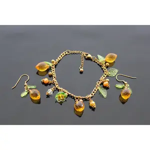 Hand made lemon bracelet with earrings