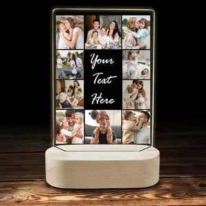 Personalized Valentine's Day Acrylic Plaque with Night Light |   Custom Photo & Text Gift for Lover, Parents, Kids Memorial Gift for Fathers & Mothers