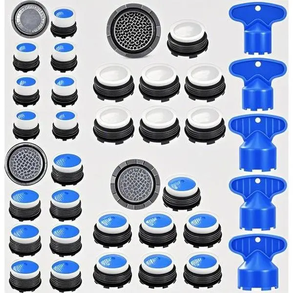 Multi-Size ABS Plastic Sink Aerator Replacement Kit - M16.5 to 24 mm, 28 Pcs Faucet Aerators with 5 Pcs Installation Key, Universal Fit for Bathroom & Kitchen, Durable, Corrosion-Resistant, Easy to Install & Maintain