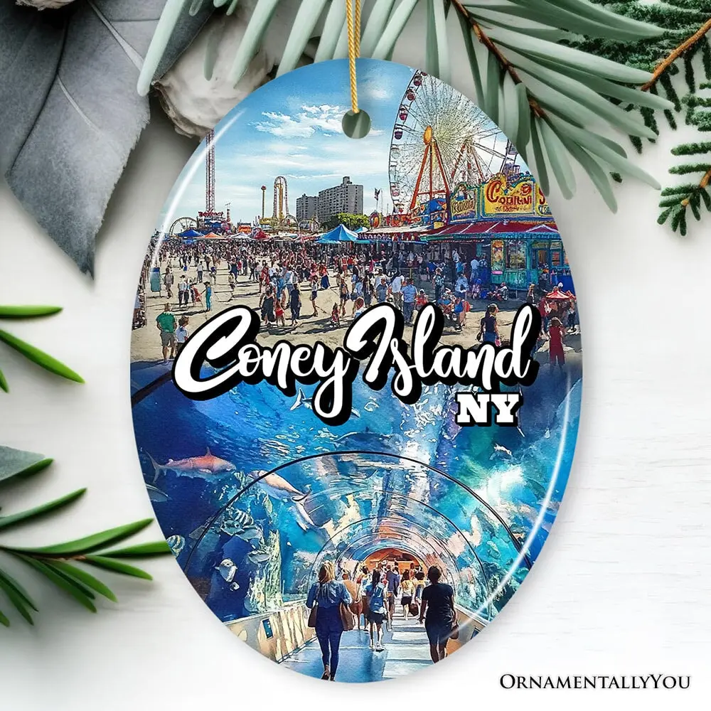 Iconic Coney Island Ornament, New York Coastal Amusement Heritage Christmas Gift Tree Decor