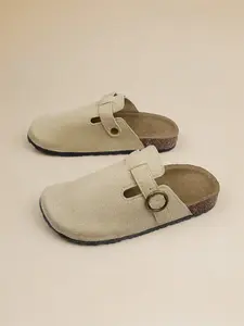 Women's Soft Sole Velcro Slippers, Retro Forest Style Casual Mules, Adjustable Buckle, Comfortable Rubber Sole, All Seasons Wear, Casual Clogs