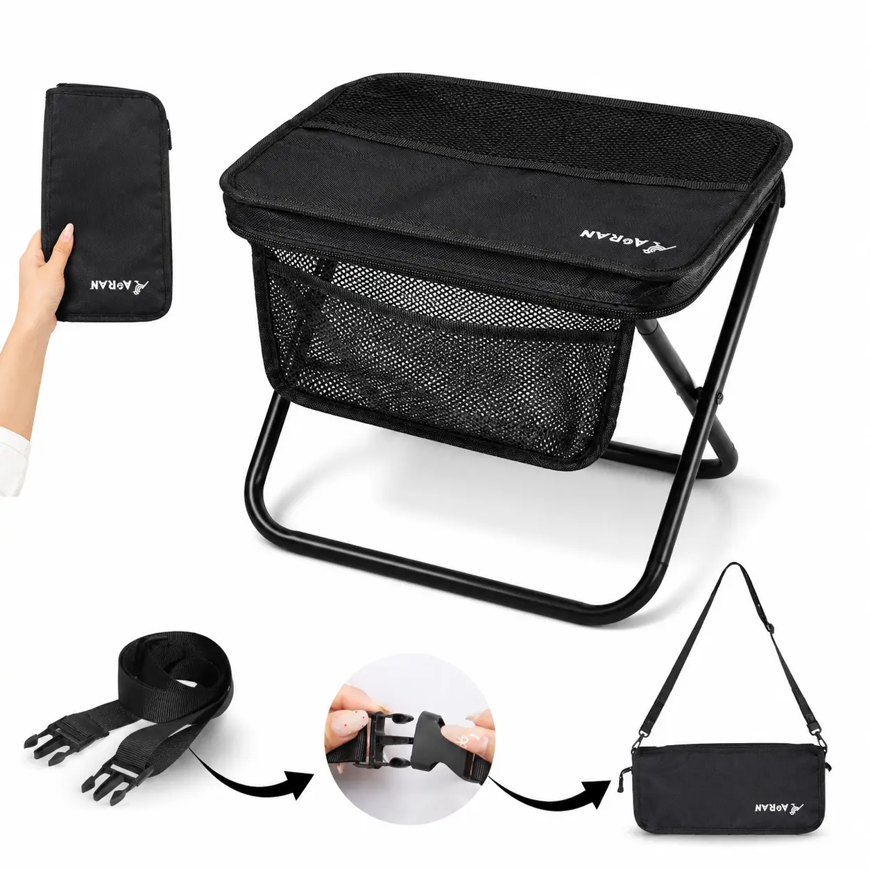 Ultra-Light Portable Outdoor Folding Camping Chair with Shoulder Strap, 1.5 lbs Weight, 400 lb Max Load, 2 Side Velcro Storage Pockets – Ideal Gift Choice for Camping, Hiking