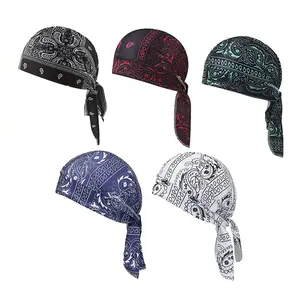 Paisley Cooling Headscarf Cap Set, Motorcycle Pirate Head Wrap Safety Helmet Liner, Elastic Fit Hand Washable Multifunctional Outdoor Headwear for Athletes & Outdoor Enthusiasts