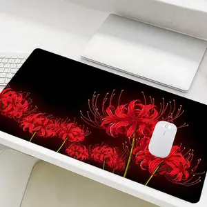 Flower Pattern Mouse Pad, Rectangle Gaming Mouse Pad, Non-Slip Rubber Base Stitched Edge Desk Keyboard Pad, Desk Accessories for Home Office Game Room, Gaming Accessory
