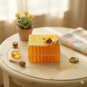 Honeycomb Little Bee Square BrickFood Grade SiliconCreamy Clay Feel Soft Quick Rebound #Summervibes