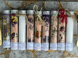 100% Natural Bath Salt Soak, Test Tube Bath Salts, Large Test Tube Bath Salts, Dried Petals & Herbs 65 ml
