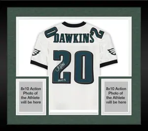 Framed Brian Dawkins Philadelphia Eagles Autographed 2004 White Mitchell & Ness Authentic Jersey with "HOF 18" Inscription - Fanatics Authentic Certified