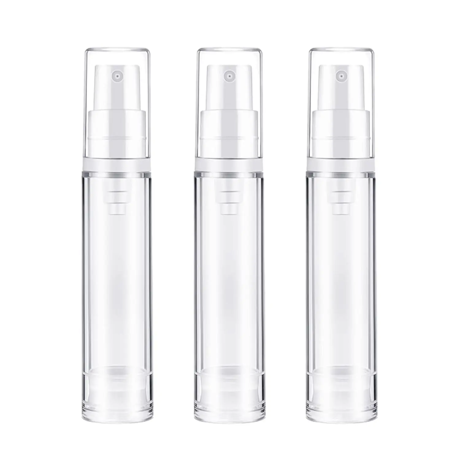 3pcs 10Ml Empty Airless Pump Bottle Refillable Clear Travel Lotion Pump Containers Vacuum Cosmetic Container Vacuum Press Pump Bottles for DIY Foundation, Gel, Essence, Moisturiser