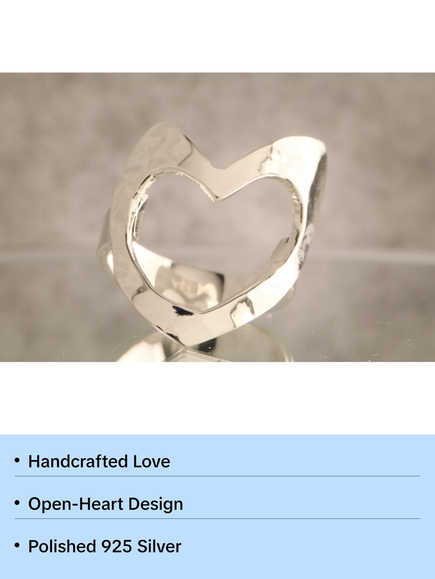 Heartfelt Embrace - 7.5 Grams Of 925 Silver Heart Ring