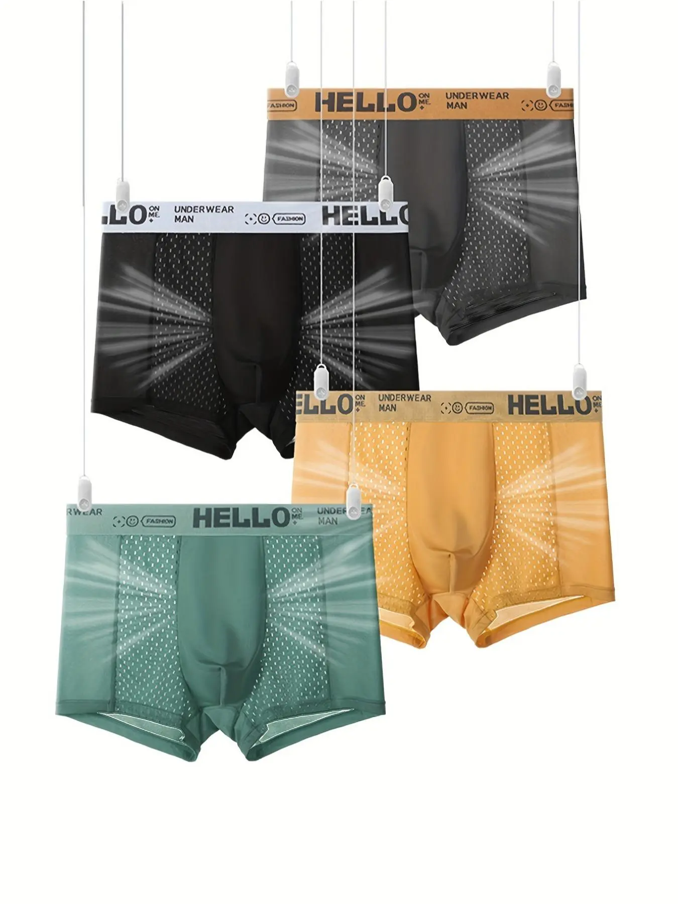 Men's Letter Tape Boxer Brief Print, Casual Comfy Breathable Back To School Underwear,  Men Underwear, Men's Summer Clothing, Stretchy Menswear, Men's Underwear for All Seasons