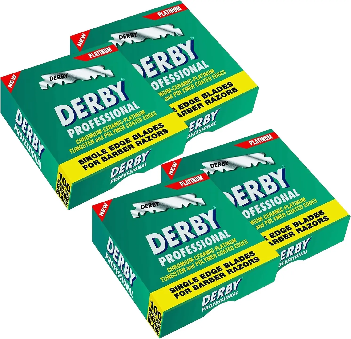 Derby Platinum Steel Durable Shaving Razor Blades, 400-Count Professional Single-Edge Straight Razor Blades for Hair Removal, Suitable for All Skin Types, Shaving Razors