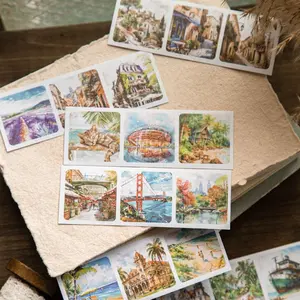 City Landscape Pattern Sticker, 30pcs/set Self Adhesive Decorative Sticker, DIY Decals for Water Bottle, Laptop, Phone Case, Scrapbooking, Journal Making