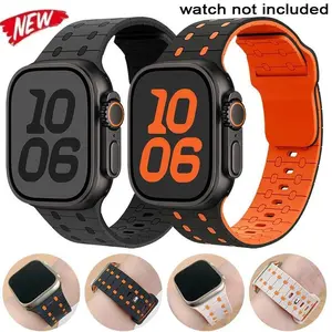 Silicone Watch Band (Band Only), Rubber Band Silicone Watch Band for Apple Watch Ultra/2 49 45 44 41 40 42 iWatch Series 9 8 7 6 5 3 2 SE, Smart Watch Wearable Accessories, Smartwatch Strap