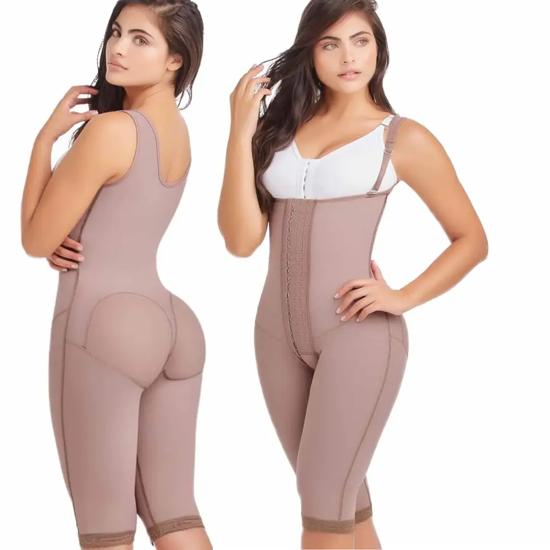 Faja Colombiana a la rodilla de alta compresión de broches con moldeo de piernas y espalda Shapawear for Women Knee-length With Back Support Girdle - Faja Colombiana Delié 09175 - Tummy Control, Butt Lifter, Waist Lift faja shapewear