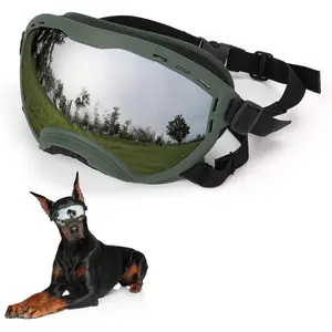 Dog Goggles for Large Dogs, UV Wind Dust Fog Protection, Soft Frame Adjustable Dog Sunglasses, Summer Driving & Winter Snow Eyewear, Tactical Pet Glasses with Elastic Strap (Green)