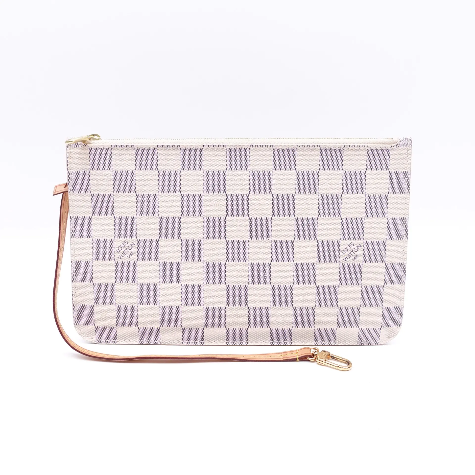 Pre-owned Louis Vuitton Coated Canvas Clutches & Wristlets Neverfull Damier Azur Clutches T10405003