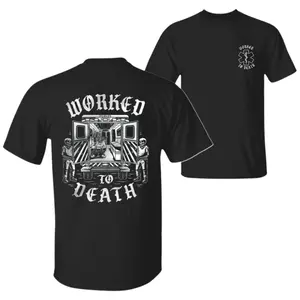 Worked to Death T-Shirt, Skeleton Paramedics & Ambulance Graphic, EMS Rescue Humor Graphic Shirt, For EMTs & First Responders, Gift for Emergency Medical Workers