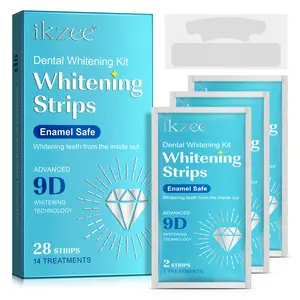 Ikzee 14-Piece 9D Gel Whitening Teeth Strips, Effective Coverage, Even Color, Improves Yellowing, Gentle on Teeth, Enamel Safe, Daily Dental Care