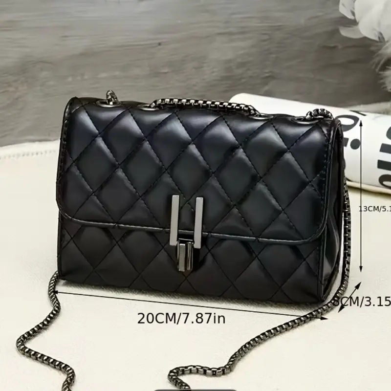 Luxury Quilted Black Crossbody Shoulder Bag for Women