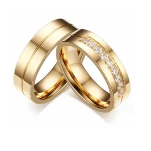 Couple Ring Set (2PCS) – 18K Gold Plated Wedding/Engagement Rings with Cubic Zirconia – Luxury Gift for Valentine’s & Special Occasions