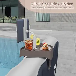 3-in-1 Adjustable Poolside Tray Table with Phone Holder, Outdoor/Backyard Pool Time, Above Ground Pool wall tray for Adults