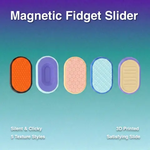 Magnetic EDC Fidget Slider Toy - Pocket Stress Relief Tool, Silent & Clicky Versions, 5 Textures, 3D-Printed Fine Details, Satisfying Sliding Mechanism, Calming Soothing Stress Relieving Toy for ADHD Focus