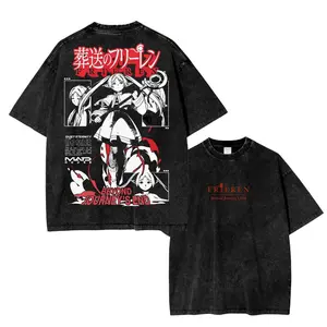 Frieren & Beyond Journey's End Vintage Anime Graphic Tee. Vintage Mineral Washed Graphic Tee, cartoon Streetwear, Gamer Gift Unisex Shirt