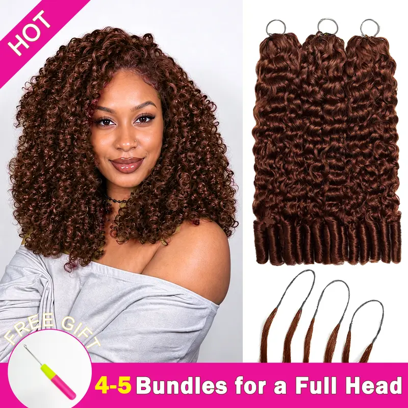 Asakiss #33 New Color Burmese Curly Crochet Miracle Knots Human Hair - Pre-Separated, Honey Blonde/99J Burgundy/P427 Ombre Brown Waves, 50g, 40 Strands/Unit, 4-5 Units for Full Head Protective Hairstyles, Burmese Curly Miracle Knots
