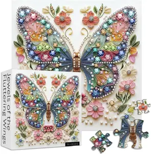 Butterfly 1000 Piece Puzzle for Adults, PICKFORU Jewels of The Fluttering Wings Jigsaw Puzzle 1000 Pieces, Colorful Flower Butterfly Puzzles as Home Decor
