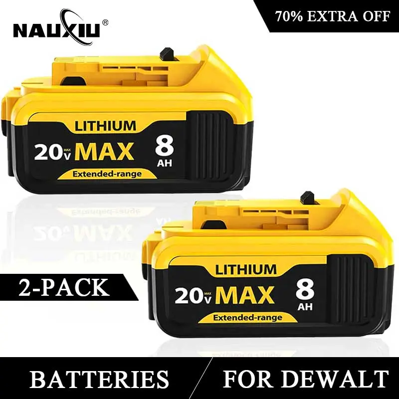 2-Pack 20V 6.0Ah Replacement Battery – Compatible With Dewalt 20V Max (DCB200, DCB204, DCB206, DCB180)