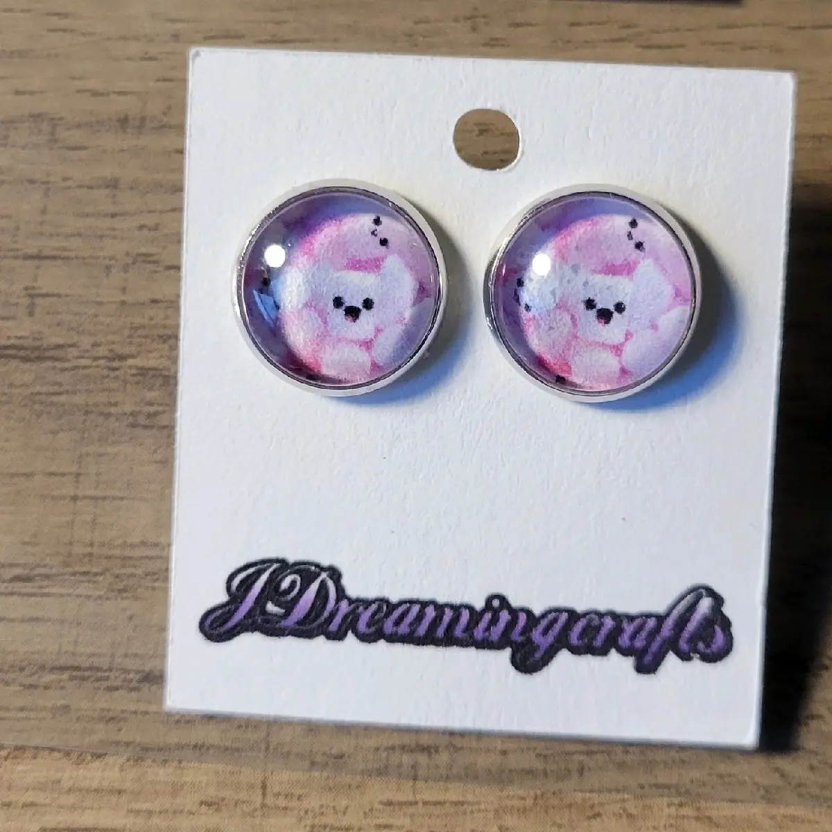 12mm Happy Marshmallow Straight Post Earrings