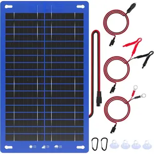 12W Solar   Charger Portable 12V Trickle  Charger & Maintainer  Solar Panel for  Boat Automotive RV