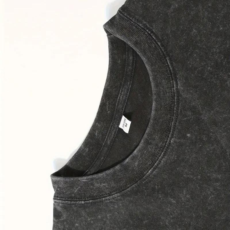 Washed Pure Cotton T-Shirt, Men'S Casual Fashion, With Dark 'VIRGEN DE GUADALUPE' And Religious Figure Prints, Outdoor Sports T-Shirt |   Loose Fit |   Soft Knitted T-Shirt