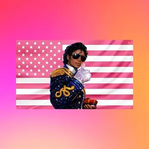 Michael Jackson Pink US Flag MJ Tapestry King of Pop Music Legend Wall Decor