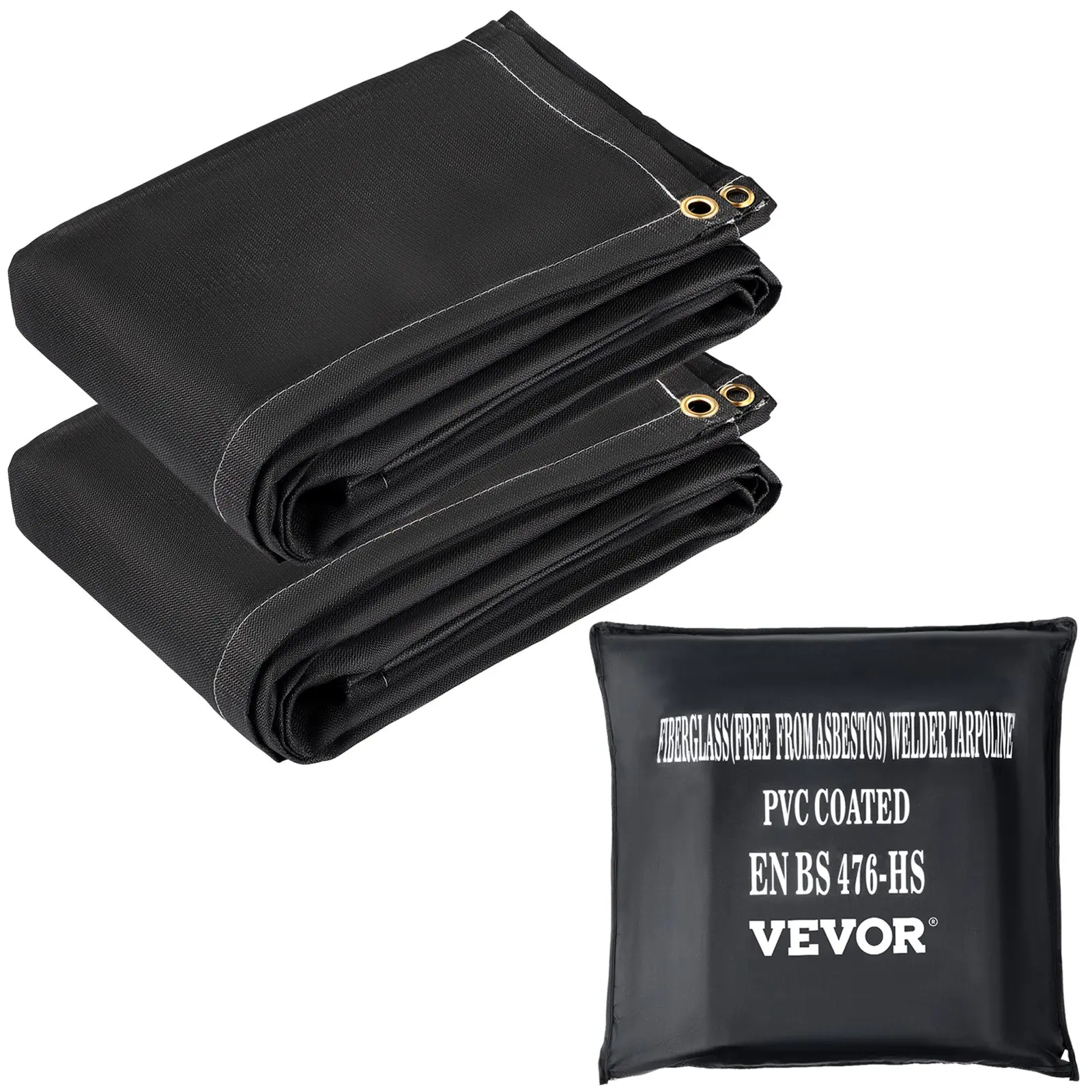 【DealsForYouDays】VEVOR Fire Blankets, 2 Pack Welding Blankets, 8\' x 10\' Fire Suppression Blanket, 1022 ° F Flame Retardant Blanket, Black Fire Emergency Blankets, Fiberglass Fire Retardant Blanket with 12 Brass Gromm