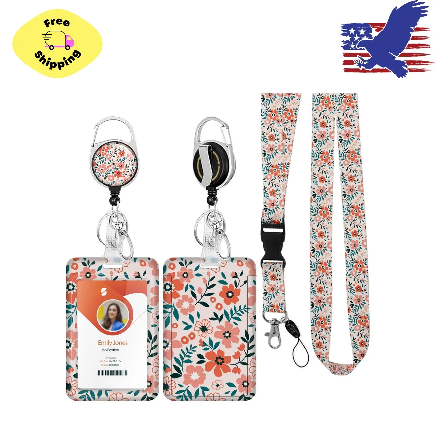 ID Badge Holder with Lanyard,Retractable ID Badge Card Holders