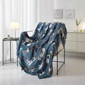 Mainstays Blue Dogs Plush Throw Blanket 50" x 60"